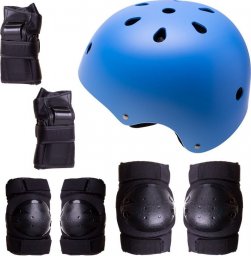  OEM Kask + ochraniacze na rolki, deskorolkę, rower - niebiesko czarny, rozmiar M