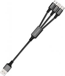 Kabel USB 4smarts 4smarts 3in1 Kabel ForkCord 20cm textil, schwarz