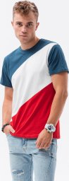  Ombre T-shirt męski bawełniany - ciemny jeans/czerwonyS1627 M