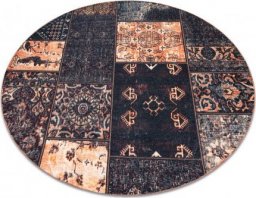  Dywany Łuszczów Dywan ANTIKA ancient chocolate, koło nowoczesny patchwork, grecki do prania - czarny / terakota, koło 120 cm