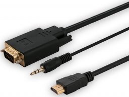 Kabel Savio HDMI - D-Sub (VGA) + Jack 3.5mm 1.8m czarny (SAVKABELCL-104)