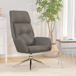  vidaXL Krzesło wypoczynkowe, szare, skóra naturalna