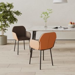  vidaXL vidaXL Krzesła stołowe, 2 szt., brązowe, tkanina i sztuczna skóra