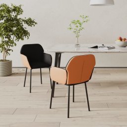  vidaXL vidaXL Krzesła stołowe, 2 szt., czarne, tkanina i sztuczna skóra