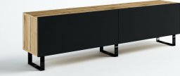 artmeble24 SZAFKA RTV 200 WOTAN/ CZARNY MAT LOFT INDUSTRIALNA
