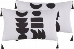  Beliani Lumarko 2 poduszki dekoracyjne w geometryczny wzór 30 x 50 cm białe z czarnym LIRIOPE!