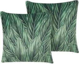  Beliani Lumarko 2 welurowe poduszki dekoracyjne w liście 45 x 45 cm zielone DIASCIA!