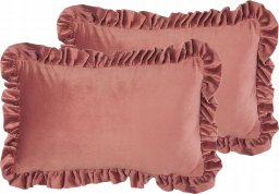  Beliani Lumarko 2 welurowe poduszki dekoracyjne z falbanami 30 x 50 cm różowe KALANCHOE!