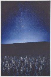  Beliani Obraz na płótnie w ramie nocny krajobraz 63 x 93 cm niebiesko-czarny LORETO!