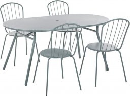  Beliani Lumarko Zestaw ogrodowy metalowy stół i 4 krzesła jasnoniebieski CALVI!
