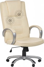 Krzesło biurowe Beliani Lumarko Fotel biurowy regulowany z funkcją masażu ekoskóra beżowy GRANDEUR II!