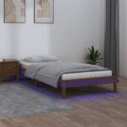  vidaXL vidaXL Rama łóżka z LED, miodowy brąz, 90x190 cm, lite drewno