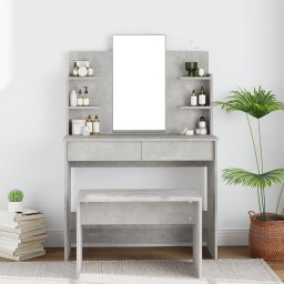  vidaXL vidaXL Toaletka z lustrem, betonowa szarość, 96x40x142 cm