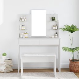  vidaXL vidaXL Toaletka z lustrem, biała, 96x40x142 cm