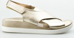  Sempre Sandały na koturnie połyskujące skórzane złote beżowe Sempre-41