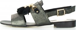  Sempre Sandały płaskie z frędzlami czarne srebrne Sempre-38