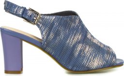  Sergio Leone Połyskujące damskie niebieskie sandały na obcasie Sergio Leone-37