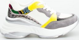  Estetino Sneakersy na koturnie ze wstawkami szare kolorowe-37