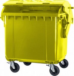 ARS Pojemnik do segregacji odpadów na kółkach, półokrągła pokrywa pojemność 1100 l (kolor żółty)