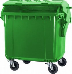 ARS Pojemnik do segregacji odpadów na kółkach, półokrągła pokrywa pojemność 1100 l (kolor zielony)
