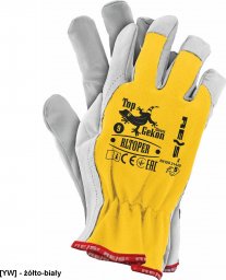  R.E.I.S. RLTOPER - rękawice ochronne z koziej skóry - żółto-biały 10