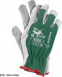  R.E.I.S. RLTOPER - rękawice ochronne z koziej skóry - zielono-biały 7