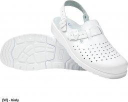  MEDIBUT BMKLADZ2PASMES - skórzane białe buty zawodowe medyczne lub gastronomi męskie 44