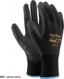 R.E.I.S. OX-POLIUR - rękawice ochronne z poliestru powlekane poliuretanem - czarno-czarny 8