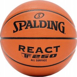  Spalding Piłka do koszykówki Spalding React TF-250 : Kolor - Brązowy, Rozmiar - 5