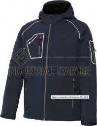  INDUSTRIAL STARTER PERFECT 04520 - Praktyczna ciepła kurtka softshellowa ISSA LINE, kaptur, odblaskowe wstawki, - niebieski M