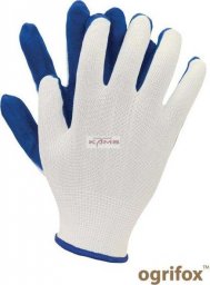  Ogrifox OX-LATUA -  rękawice z poliestru powlekane latexem, zakończone ściągaczem - biało-niebieski