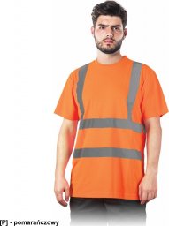  R.E.I.S. TSROUTE - T-shirt męski Bird-Eye z pasami odblaskowymi - pomarańczowy 2XL