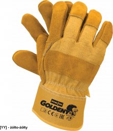  R.E.I.S. GOLDENY - rękawice ochronne wzmacniane skórą bydlęcą z mankietem