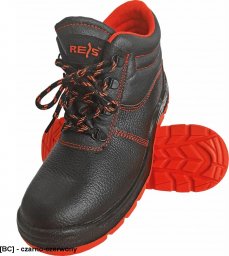  R.E.I.S. BRYESK-T-SB - skórzane buty robocze typu trzewik, stalowy podnosek, podeszwa antypoślizgowa, olejoodporna - czarno-czerwony 43