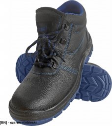  R.E.I.S. BRYESK-T-SB - skórzane buty robocze typu trzewik, stalowy podnosek, podeszwa antypoślizgowa, olejoodporna - czarno-niebieski 46