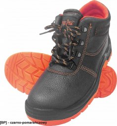  R.E.I.S. BRYESK-T-SB - skórzane buty robocze typu trzewik, stalowy podnosek, podeszwa antypoślizgowa, olejoodporna - czarno-pomarańczowy 41