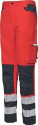  INDUSTRIAL STARTER PANTALONE HV STRETCH 8230B - spodnie odblaskowe, 35% bawełna, 60% poliester, 5% spandex 275 g/m, - czerwony odblaskowy/szary L