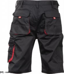  CERVA BE-01-009 - krótkie spodnie robocze, bawełna 20%, poliester 80% - czarny/czerwony 46