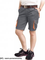  R.E.I.S. FRAULAND-TS  - Elastyczne damskie krótkie spodnie ochronne FRAULAND, 62% poliester, 35% bawełna, 3% elastan, 240 g/m - szaro-pomarańczowy S