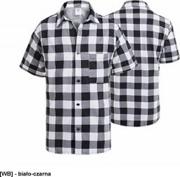  PROCERA KOSZULA FL KR - koszula flanelowa z krótkim rękawem, 100% bawełny 170 g/m2 - biało-czarna 2XL