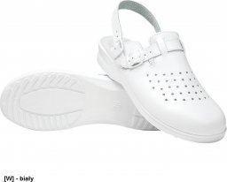  MEDIBUT BMKLADZ2PASDAM - skórzane klapki damskie, buty zawodowe medyczne lub gastronomi damskie - biały 35
