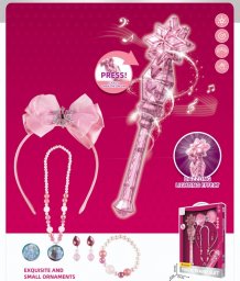  Ramiz Magiczny zestaw księżniczki wróżki dla dziewczynek 3+ Interaktywna różdżka + bajkowa biżuteria 7 el.