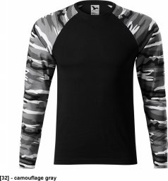  MALFINI Camouflage LS 166 - ADLER - Koszulka unisex, 160 g/m, 100% bawełna, - camouflage gray S