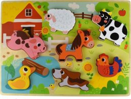 Tooky Toy Tooky Toy Drewniane Puzzle Zwierzątka Farma Dopasuj Kształty