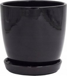  Polnix Doniczka ceramiczna z podstawką czarna 18 cm