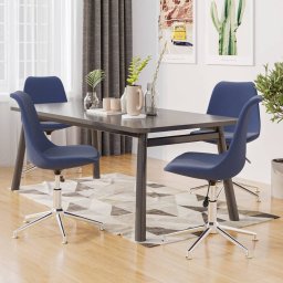  vidaXL Obrotowe krzesła stołowe, 4 szt., niebieskie, obite tkaniną