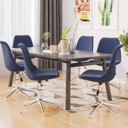  vidaXL Obrotowe krzesła stołowe, 6 szt., niebieskie, obite tkaniną