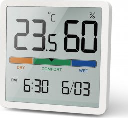 Stacja pogodowa GreenBlue Termometr/higrometr GreenBlue,GB380, z funkcją zegara i daty, bateria CR2032, zakres temp. -9.9 st. C do +60 st. C
