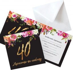  ZAPROSZENIA na 40 urodziny Boho eleganckie z kwiatami 10szt (+koperty)
