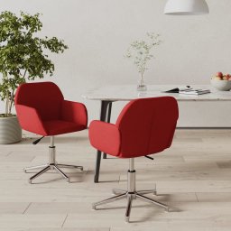  vidaXL Obrotowe krzesła stołowe, 2 szt., winna czerwień, obite tkaniną